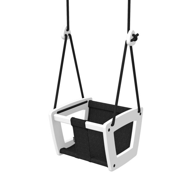 Lillagunga Toddler - White Birch - Black Fabric Seat & Black Ropes